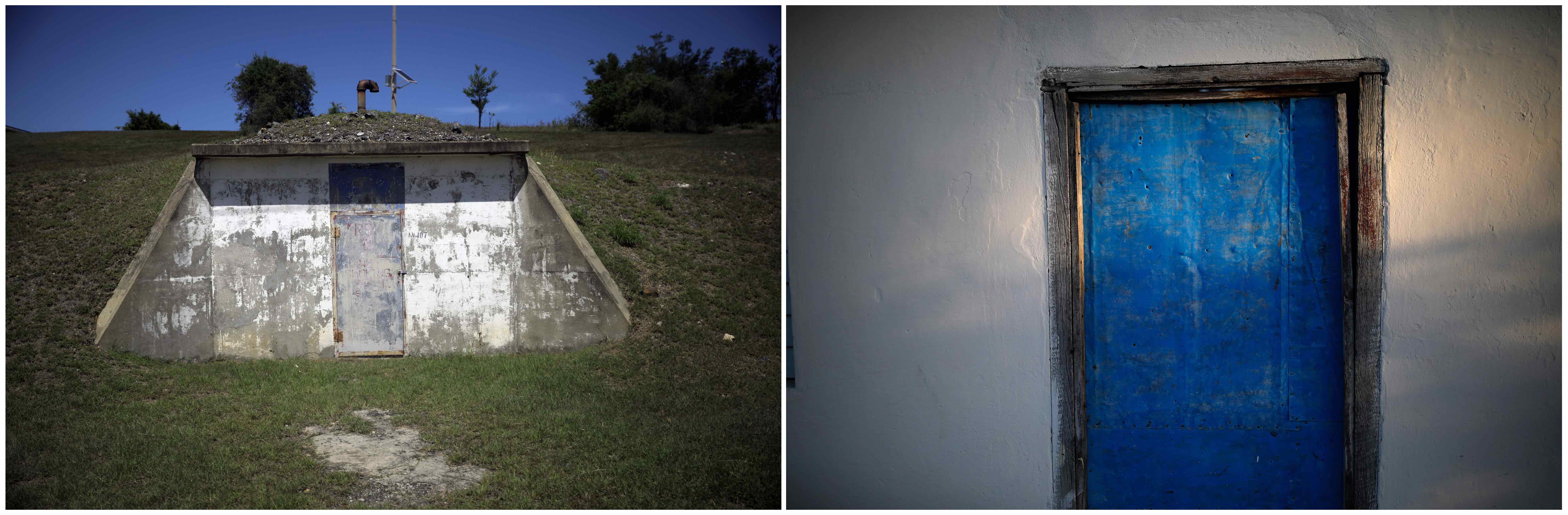 A combination picture shows an entrance to a bunker at the US Naval Base in Guantanamo Bay, Cuba, June 2, 2017 (L) and a house door in the city of Guantanamo, Cuba, December 6, 2017. Credit: Reuters/Carlos Barria