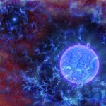 An artist's impression of the universe's first stars, embedded in a sea of gas, with the cosmic microwave background radiation depicted along the edges. Credit: N.R. Fuller, National Science Foundation