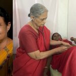 Dr. Rani Bang; with a patient in Gadchiroli. Credit: Abhijeet Safai/Wikimedia Commons and Rachita Vora