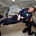 Stephen Hawking taking a zero-gravity flight in 2007. Credit: Jim Campbell/Aero-News Network/Wikimedia Commons