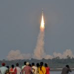 People look on as ISRO's GSLV-F08 carrying GSAT-6A communication satellite blasts off into the orbit from Satish Dhawan Space Centre, in Sriharikota on Thursday. Credit: PTI / R Senthil Kumar
