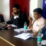 Jayant Singh (in black) and Gopendra Singh Parmar (in pink) both lost their children to negligence on the part of private hospitals and have been fighting for a better Indian healthcare system. Credit: Vidya Krishnan/Twitter