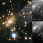 Composite image showing the discovery of the most distant known star, Icarus. Credit: NASA/ESA/P Kelly(University of Minnesota)