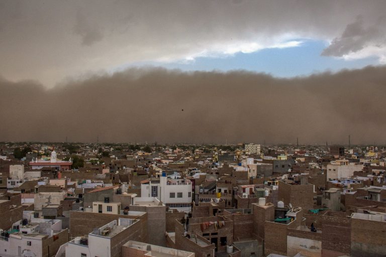 A dust storm approaches the city of Bikaner on Wednesday. Credit: PTI