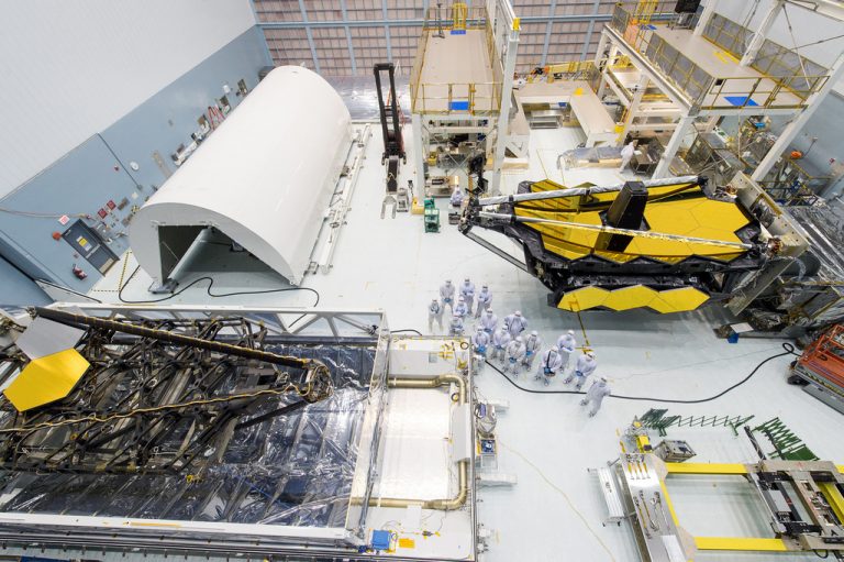 The James Webb Space Telescope undergoes tests at a NASA facility. Credit: NASA