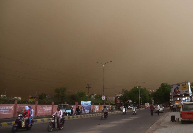 Dust storm in the city of Bikaner on Wednesday. Credit: PTI