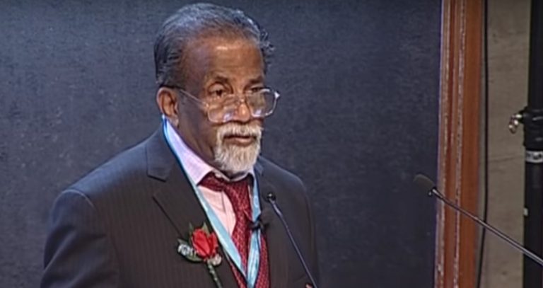 E.C.G. Sudarshan delivering a lecture in 2011. Source: YouTube