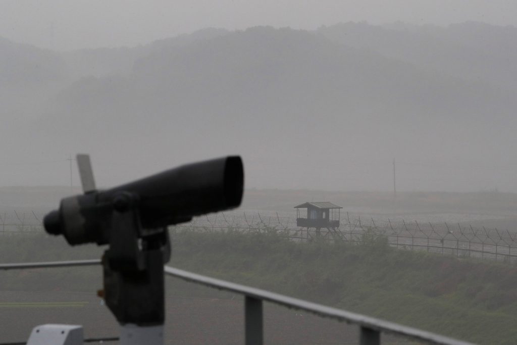 A guard post is seen near the demilitarized zone separating the two Koreas, in Paju, South Korea, May 16, 2018. Credit: Reuters/Kim Hong-Ji