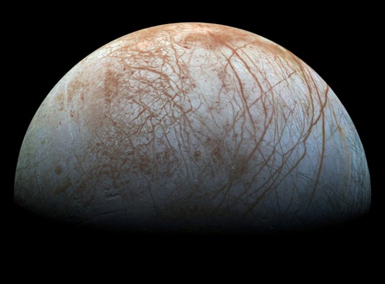 A view of Jupiter's moon Europa created from images taken by NASA's Galileo spacecraft in the late 1990's, according to NASA, obtained by Reuters May 14, 2018. Credit: NASA/JPL-Caltech/SETI Institute/ Handout via Reuters