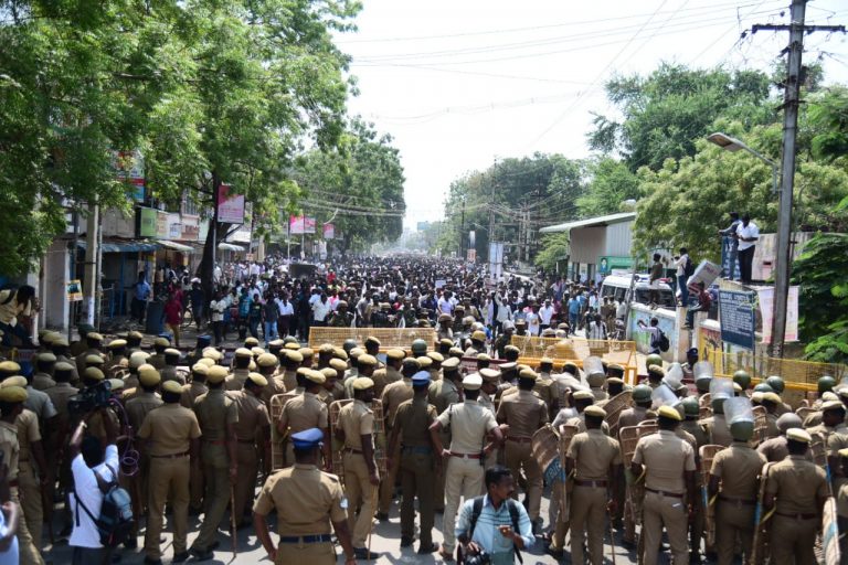 Scenes of protest for the 100th consecutive day in Thoothukudi against the Sterlite unit, May 22, 2018. Source: Author provided