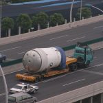 A part of a Chinese rocket is being transported via a highway in Shanghai. Credit: Eventgets/Wikimedia Commons
