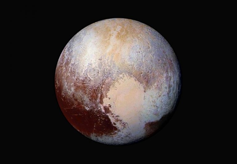 The planet Pluto is pictured in a handout image made up of four images from New Horizons' Long Range Reconnaissance Imager (LORRI) taken in July 2015 combined with color data from the Ralph instrument to create this enhanced color global view. NASA/JHUAPL/SwRI/Handout. Credit: Reuters