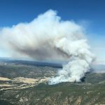 Smoke is seen from a fire in this aerial shot above Eagle Nest, New Mexico, US, May 31, 2018 in this picture obtained from social media on June 2, 2018. Credit: Justin Hawkins/via Reuters