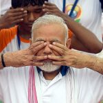 Prime Minister Narendra Modi doing yoga during the International Yoga Day, 2017. Credit: PTI