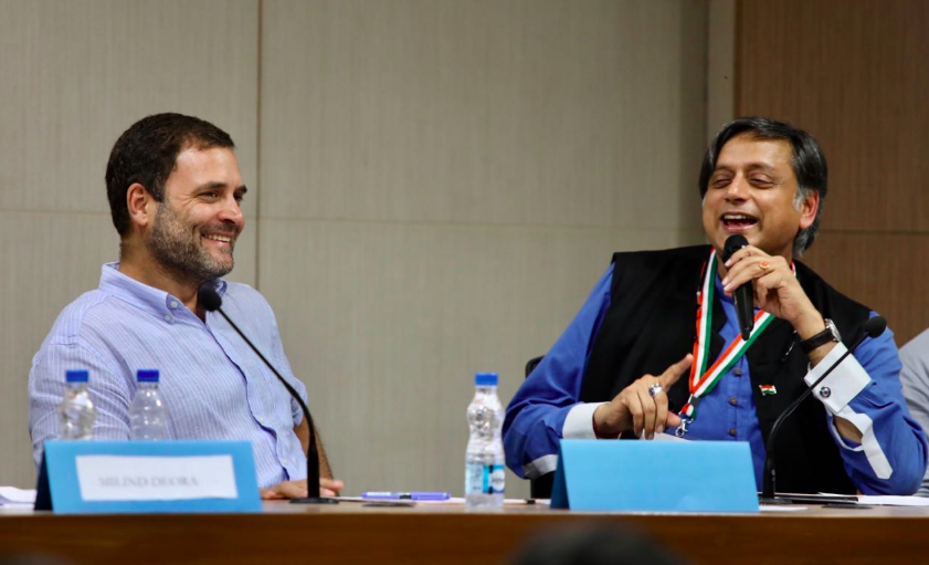 Rahul Gandhi and Shashi Tharoor. Credit: Twitter/@INCIndia