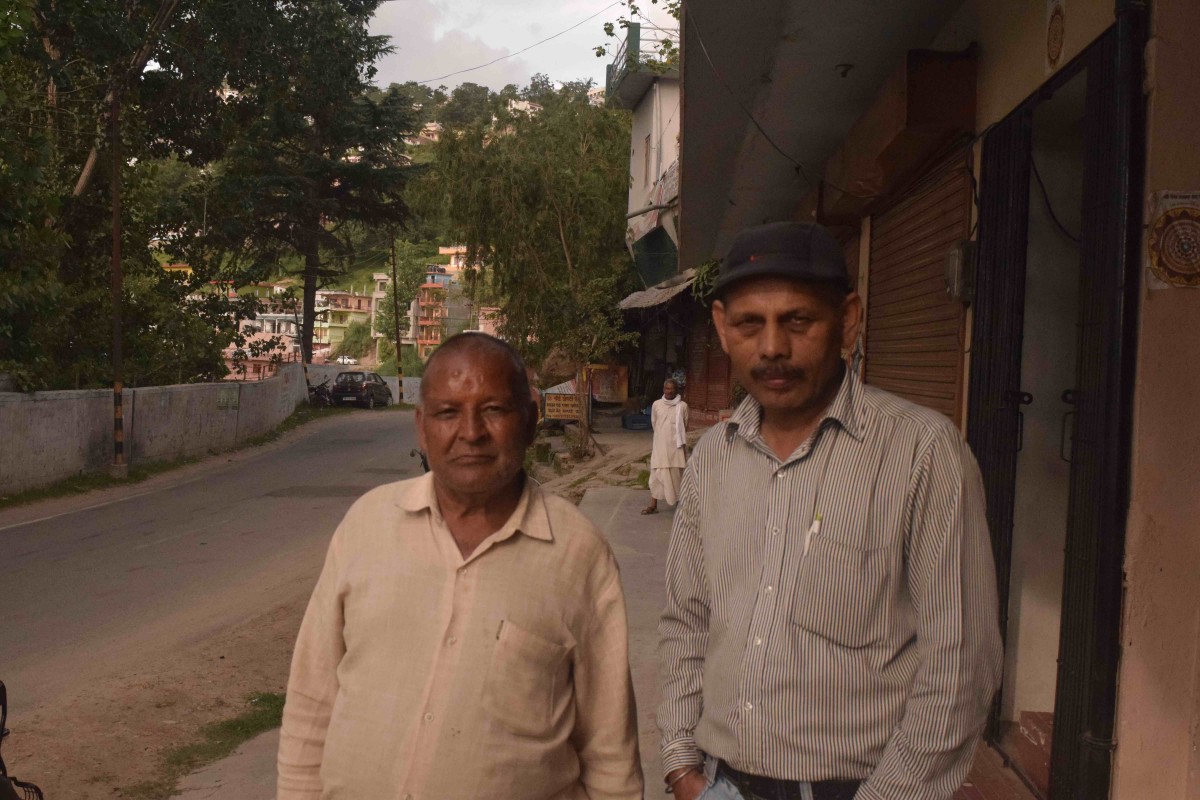 D.K. Pandey and Mahesh Kandpal on Lower Mall Road in Almora.