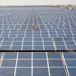 Workers install photovoltaic solar panels at a solar park under construction in Charanka village in Gujarat's Patan district. Credit: Reuters File