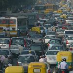 A traffic jam in New Delhi. Vehicular emissions are a big source of Delhi's air pollution. Credit: lingaraj/Flickr, CC BY 2.0