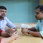 Members of the research team (left to right): Ketan Thorat, Sandeep Chandrashekharappa and Praveen Kumar Vemula. Credit: InStem