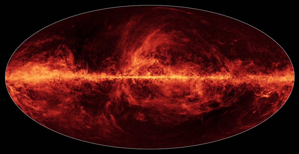 A map of dust in and around the Milky Way galaxy, as observed by the ESA Planck telescope. Credit: NASA