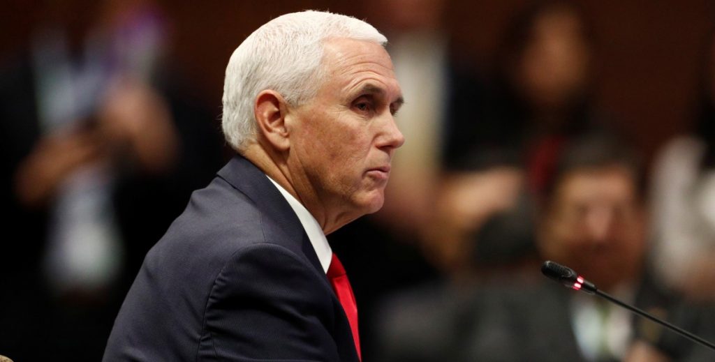 U.S. Vice President Mike Pence speaks at the ASEAN-U.S. Summit in Singapore November 15, 2018. Credit: REUTERS/Edgar Su