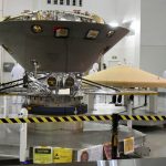 FILE PHOTO: NASA's InSight spacecraft, destined for the Elysium Planitia region located in Mars' northern hemisphere, undergoes final preparations at Vandenberg Air Force Base, California, U.S., April 6, 2018. Credit: REUTERS/Gene Blevins/File Photo