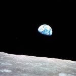 Earthrise: astronauts aboard Apollo 8 captured this spectacular photo of Earth rising above the lunar horizon as they emerged from behind the dark side of the Moon. Credit: NASA