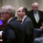 Senator Clyde Chambliss (R) is seen with other senators during a state Senate vote on the strictest anti-abortion bill in the United States at the Alabama Legislature in Montgomery