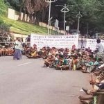 Tribal people protest in Chhattisgarh's Bastar, against the establishment of an NMDC iron ore mine in the Bailadila hills.