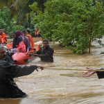 Army and NDRF personnel carry out a rescue operation in a flood-affected area of Ernakulam on August 9, 2019. Photo: PTI