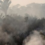 Smoke billows during a fire in an area of the Amazon rainforest near Humaita, Amazonas