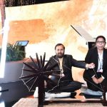 Javadekar-spinning-sustainable-yarn-at-the-India-pavilion-at-COP-25