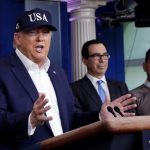 President Donald Trump with the Coronavirus Task Force hold a press briefing in Washington