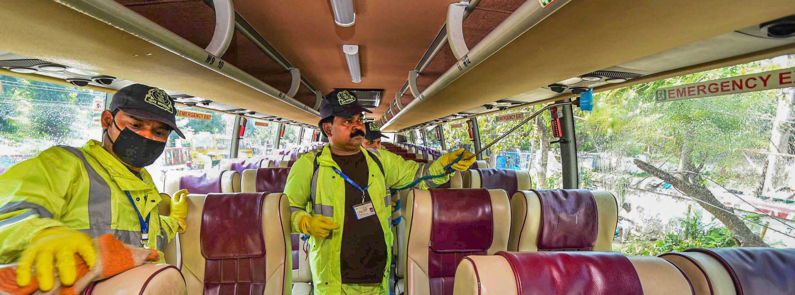 Coronavirus: Cleaning drive in a bus