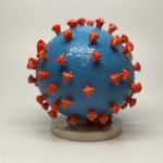 3-D print of a SARS-CoV-2 particle, also known as novel coronavirus