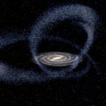 The star formation triggered by the Sagittarius dwarf galaxy in its current approximation to the Milky Way is seen in an illustration