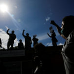 Protest against racial inequality in the aftermath of the death in Minneapolis police custody of George Floyd, in Seattle