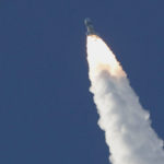 An H-2A rocket carrying the Hope Probe lifts off from the launching pad at Tanegashima Space Center on the southwestern island of Tanegashima, Japan