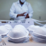 Ever Flores shows the face masks that his firm made to provide as protective gear to healthcare frontlines amid the coronavirus disease (COVID-19) outbreak in La Paz
