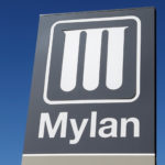 Logo of Mylan Laboratories, a company primarily engaged in the commercialization of generic drugs is pictured in Merignac near Bordeaux