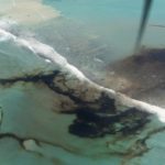 A general view shows the bulk carrier ship MV Wakashio, that ran aground on a reef, at Riviere des Creoles