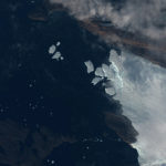 A handout satellite photo of Tracy and Heilprin glaciers