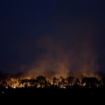 A tract of the Amazon jungle is seen burning as it is cleared by loggers and farmers near Humaita