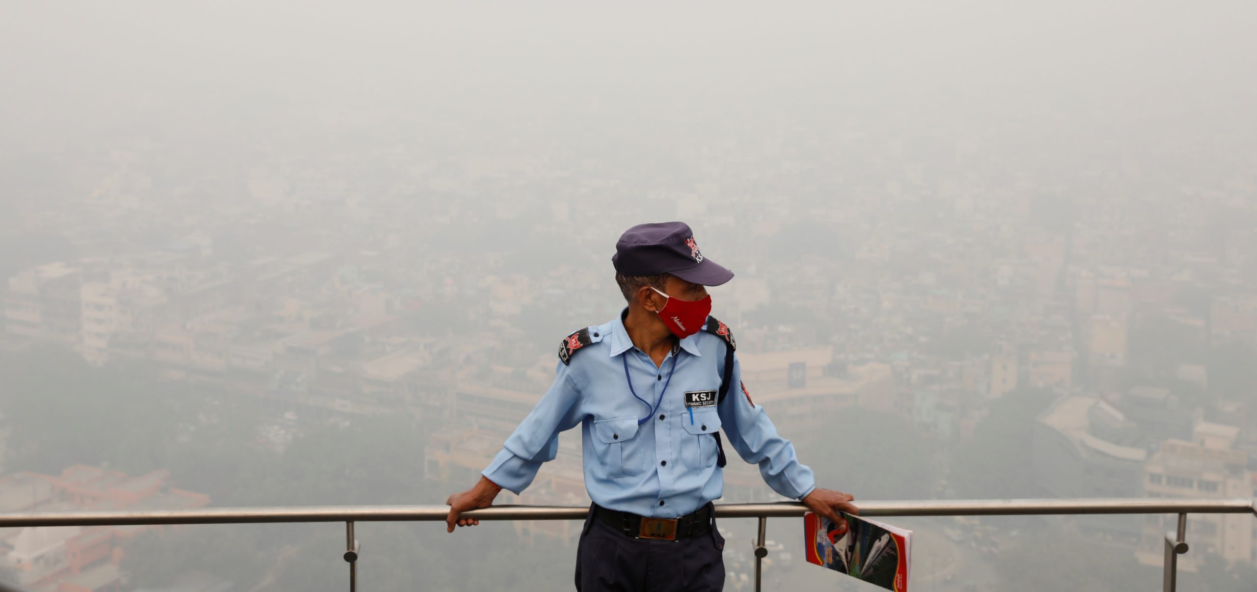 Buildings are seen shrouded in smog in New Delhi