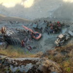 Rescue team members work near a tunnel after a part of a glacier broke away and caused flood in Tapovan.