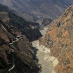 An aerial view shows Dhauliganga river flowing in Chamoli district