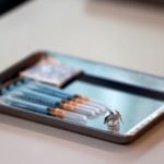 A vial of the Pfizer-BioNTech coronavirus disease (COVID-19) vaccine is seen on a tray, as Japan launches its inoculation campaign, at Tokyo Medical Center in Tokyo