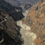An aerial view shows Dhauliganga river flowing in Chamoli district
