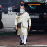 India's Prime Minister Narendra Modi arrives at the parliament house to attend the first day of the budget session, in New Delhi