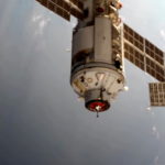The Nauka (Science) Multipurpose Laboratory Module is seen during its docking to the International Space Station (ISS)
